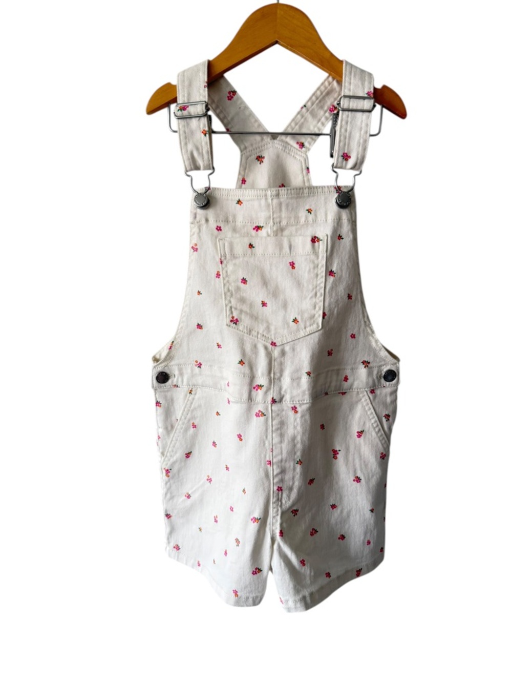Joe Fresh Kids White Short Overalls with Pink Floral NWT Size 8
